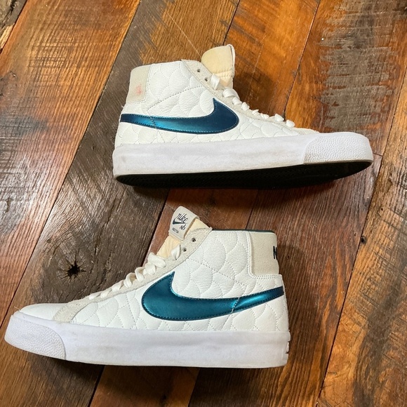 Nike Eric Koston x Zoom Blazer Mid SB White Teal Skate Sneakers Men’s 8.5 - Picture 12 of 13